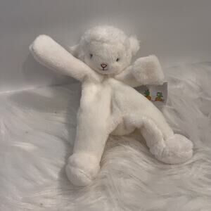 Bunnies by the Bay Sheep Mini Lamb Pacifier Holder Lovey White Plush Rattle